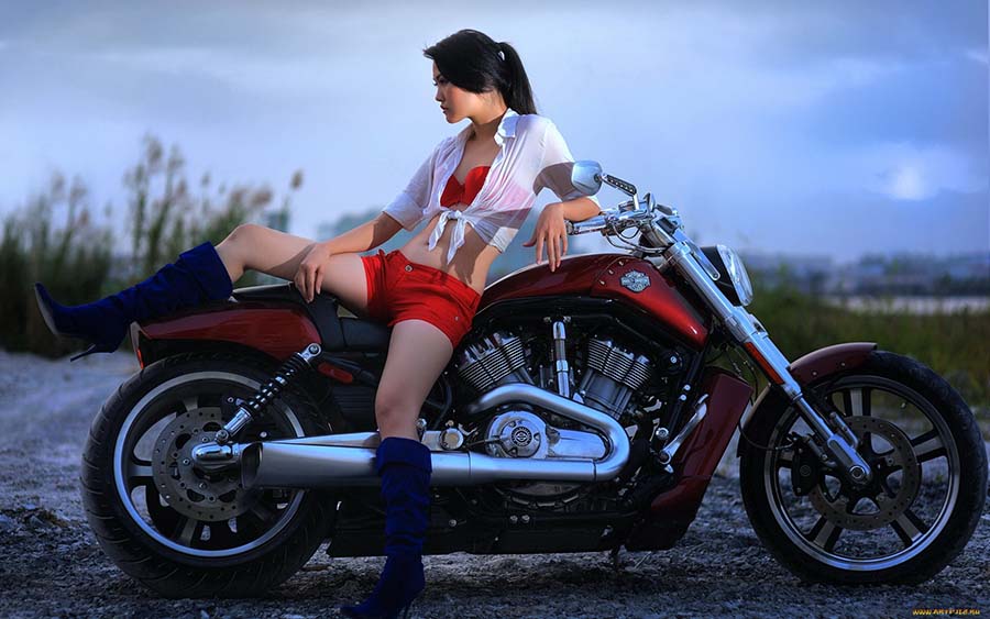 Beautiful girls and motorcycles in Rajkot