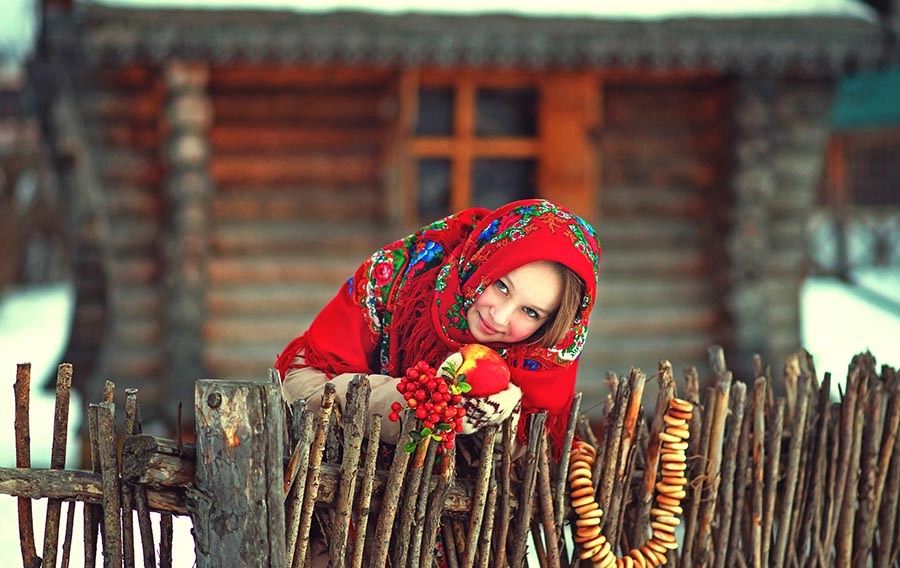 Sexy girl Women in Slavic costumes in Rajkot